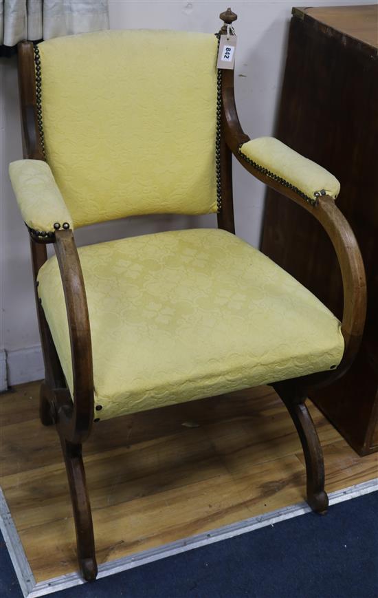 A Victorian Gothic revival elbow chair